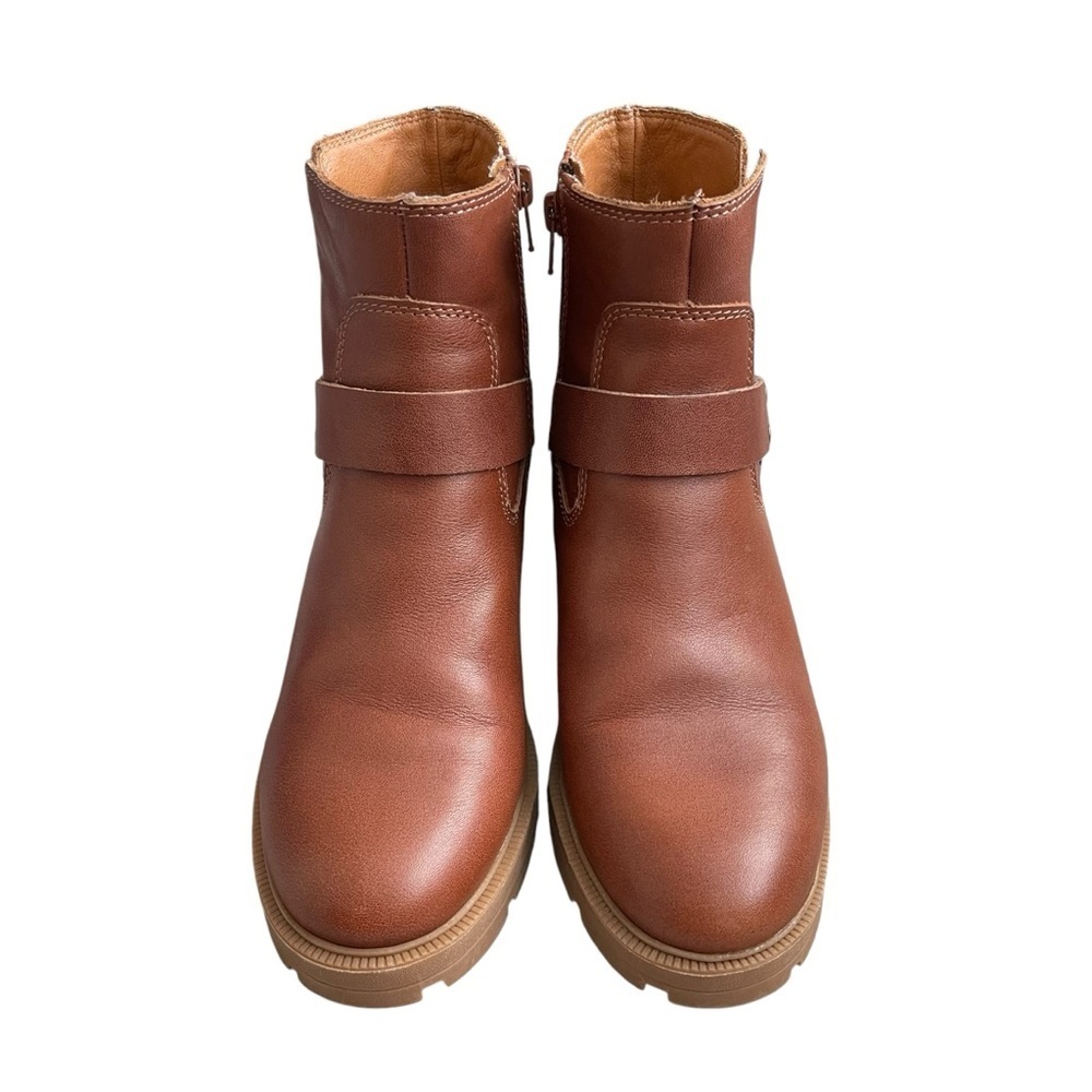 Lucky Brand Soxton Ankle Boots Leather Women’s Size 8 Block Heel Roasted Brown - Picture 2 of 8